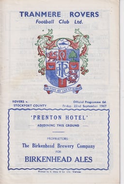 Tranmere Rovers v Stockport County Match Programme 1967-09-22